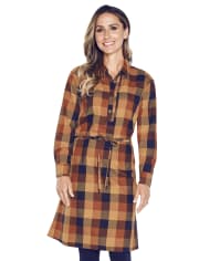 Womens Matching Family Plaid Shirt Dress