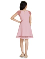 Girls Mesh Stretch Jacquard Dress