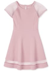 Girls Mesh Stretch Jacquard Dress