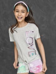 Girls Tie Front High Low Top