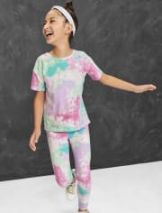Girls Tie Dye Hi-Rise Leggings