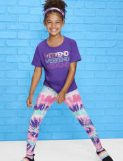 Girls Tie Dye Hi-Rise Leggings