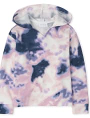 Girls Tie Dye Fleece V Neck Hoodie