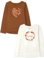 Paquete de 2 camisetas de Acción de Gracias para niñas