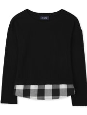 Pull léger 2 en 1 Buffalo Plaid pour fille