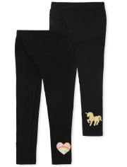 Girls Flip Sequin Fleece Lined Leggings 2-Pack