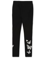 Girls Holographic Butterfly Fleece Lined Leggings