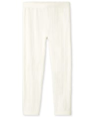 Leggings con forro polar de punto trenzado para niñas