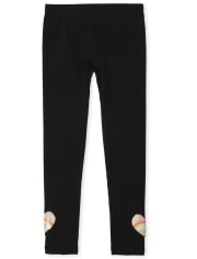 Girls Flip Sequin Heart Fleece Lined Leggings