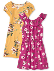 Pack de 2 vestidos florales para niña
