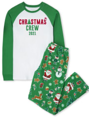 Unisex Adult Matching Family Christmas Crew Cotton And Fleece Pajamas