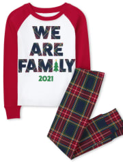 Kids Matching Family We Are Family Snug Fit Cotton Pajamas