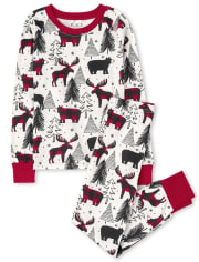 Unisex Kids Matching Family Winter Bear Snug Fit Cotton Pajamas