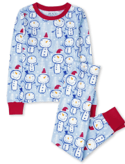 Pijama unisex de algodón con diseño de muñeco de nieve para niños