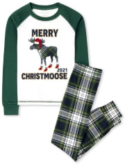 Kids Matching Family Christmoose Snug Fit Cotton Pajamas