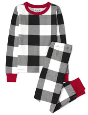 Kids Matching Family Thermal Buffalo Plaid Snug Fit Cotton Pajamas