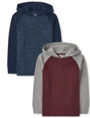 Pack de 2 tops con capucha térmica raglán para niños