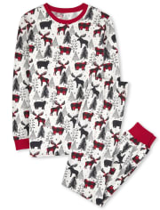 Pijama de algodón de oso de invierno familiar a juego para adultos unisex