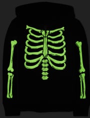 Unisex Kids Glow Skeleton Zip Up Hoodie