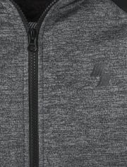 Sweat à capuche zippé Performance Sherpa color block pour garçon