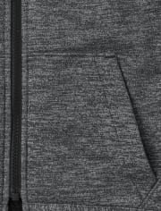 Sweat à capuche zippé Performance Sherpa color block pour garçon