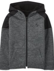 Sweat à capuche zippé Performance Sherpa color block pour garçon