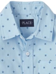 Boys Print Poplin Button Up Shirt