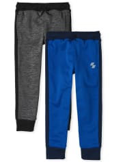 Boys Side Stripe Performance Jogger Pants 2-Pack