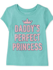 The Children's Place Baby And Toddler Girls Daddy's Princess Graphic Tee (Ocean Mist)
