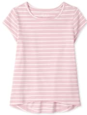 Camiseta básica a capas de rayas para niñas