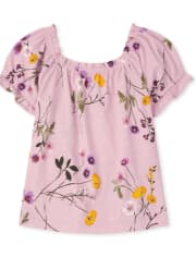 Top con volante floral para niñas