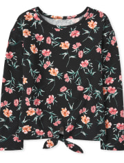 Girls Tie Front Thermal Top