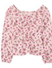 Girls Floral Peasant Top