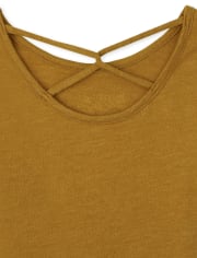 Girls Animal Tie Front Cut Out Top
