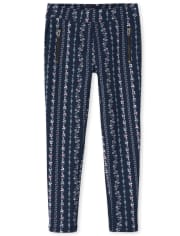 Girls Zip Ponte Knit Pull On Jeggings