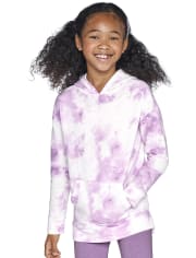 Sudadera con capucha de forro polar con efecto teñido anudado para niñas