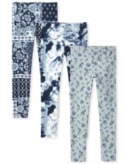 Lot de 3 leggings imprimés pour fille