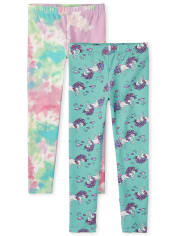 Lot de 2 leggings imprimés pour fille