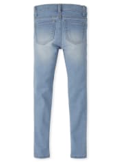 Jeans tipo legging de mezclilla de punto elástico para niñas