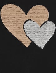 Girls Flip Sequin Heart Cinched Top