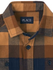 Boys Matching Family Plaid Flannel Button Up Shirt