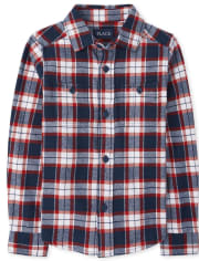 Boys Matching Family Plaid Flannel Button Up Shirt