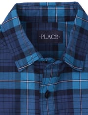Boys Plaid Oxford Button Up Shirt