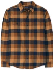 Mens Matching Family Plaid Flannel Button Up Shirt