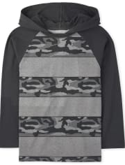 Boys Striped Hooded Top