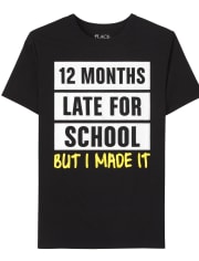 Camiseta con estampado de niños tarde para la escuela