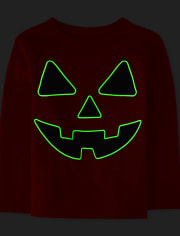 Baby and Toddler Boys Glow Pumpkin Face Graphic Tee