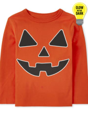 Baby and Toddler Boys Glow Pumpkin Face Graphic Tee