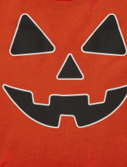 Camiseta con estampado de cara de calabaza luminosa para bebés y niños pequeños
