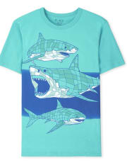 Boys Geometric Shark Graphic Tee